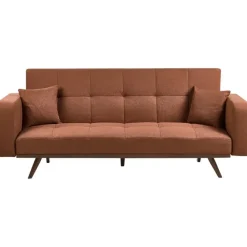 Slaapbanken|Slaapbanken-Leen Bakker HJULBY - Driezitsbank - Goudbruin - Polyester