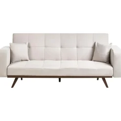 Slaapbanken|Slaapbanken-Leen Bakker HJULBY - Driezitsbank - Lichtbeige - Polyester
