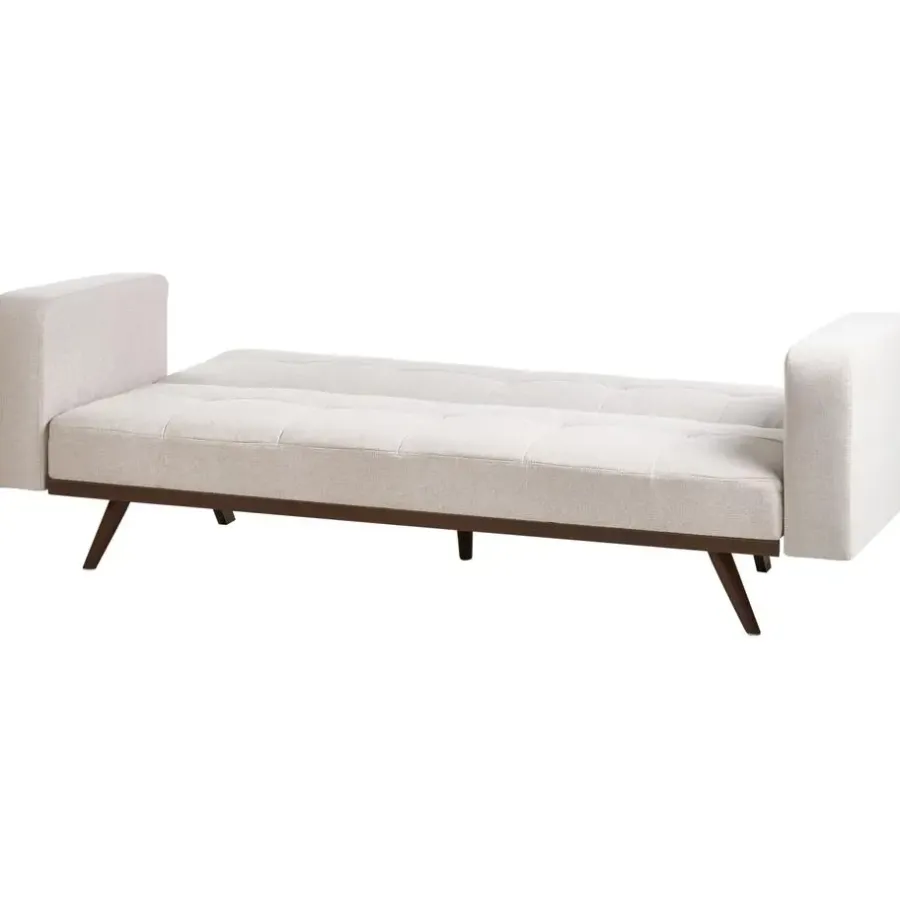 Slaapbanken|Slaapbanken-Leen Bakker HJULBY - Driezitsbank - Lichtbeige - Polyester