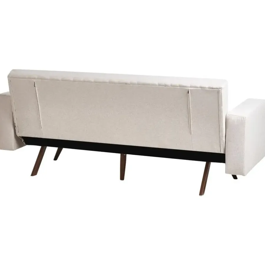 Slaapbanken|Slaapbanken-Leen Bakker HJULBY - Driezitsbank - Lichtbeige - Polyester