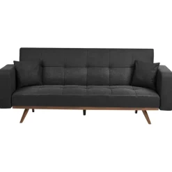 Slaapbanken|Slaapbanken-Leen Bakker HJULBY - Driezitsbank - Zwart - Polyester