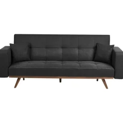 Slaapbanken|Slaapbanken-Leen Bakker HJULBY - Driezitsbank - Zwart - Polyester