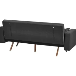 Slaapbanken|Slaapbanken-Leen Bakker HJULBY - Driezitsbank - Zwart - Polyester