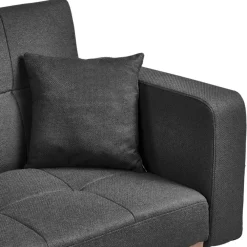 Slaapbanken|Slaapbanken-Leen Bakker HJULBY - Driezitsbank - Zwart - Polyester