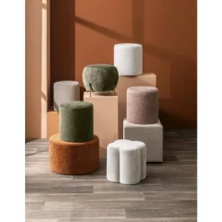 Leen Bakker Hocker Wenen - crème - 40xØ37 cm