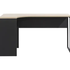 Hoekbureaus-Leen Bakker Hoekbureau Hannover - zwart/eikenkleur - 76,8x145x81 cm