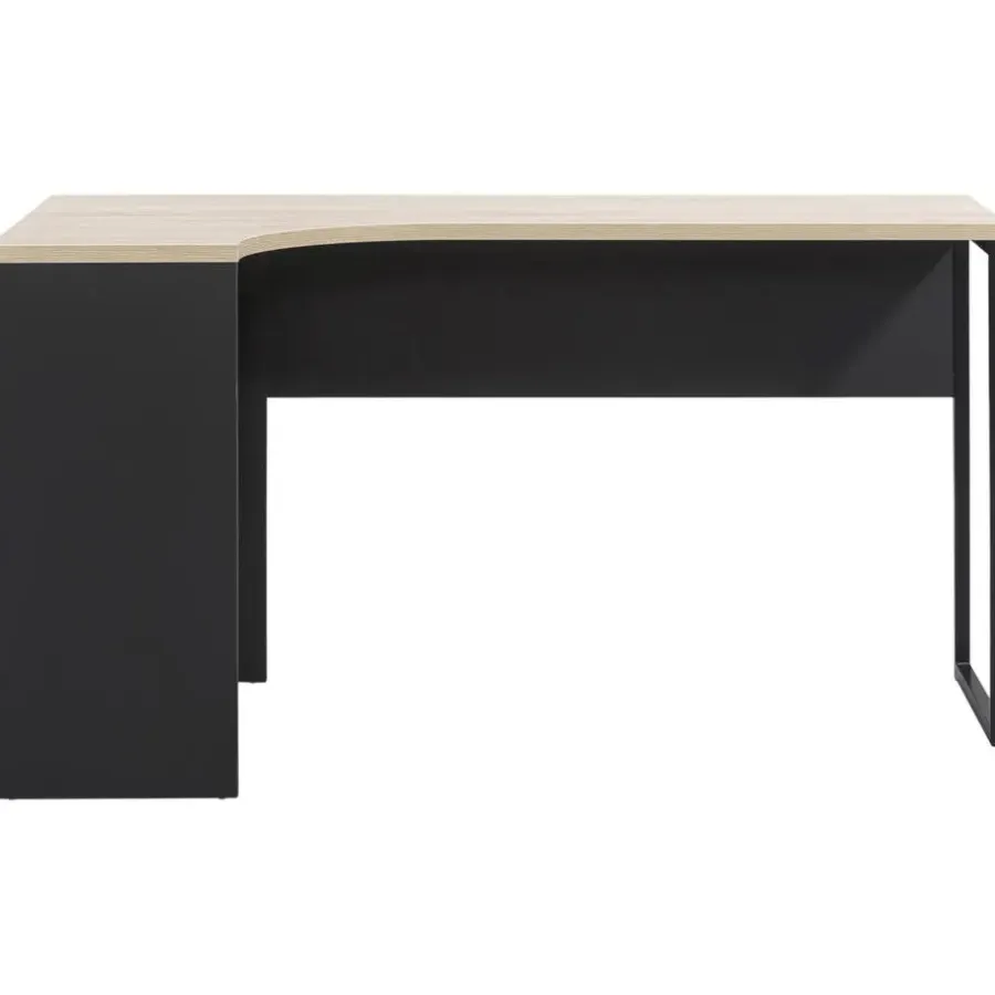 Hoekbureaus-Leen Bakker Hoekbureau Hannover - zwart/eikenkleur - 76,8x145x81 cm