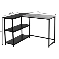Hoekbureaus-Emob Exclusive Hoekbureau Schmitt - 110x80x76cm - met opbergruimte - eikdecor/zwart