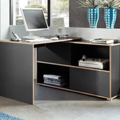 Hoekbureaus-Germania Hoekbureau Tyson 120x120 cm - antraciet/eik