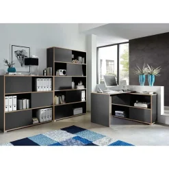 Hoekbureaus-Germania Hoekbureau Tyson 120x120 cm - antraciet/eik