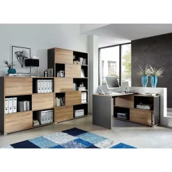 Hoekbureaus-Germania Hoekbureau Tyson 120x120 cm - antraciet/eik