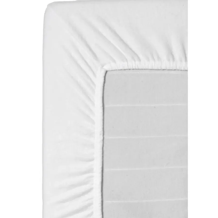 Matrasbeschermers En Moltons-Leen Bakker Hoeslaken Molton stretch - wit - 160x200 cm