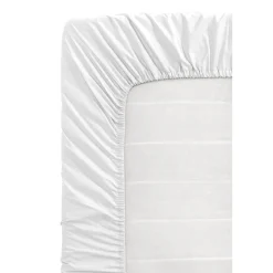 Hoeslakens-Leen Bakker Hoeslaken Percale katoen - wit - 90x200 cm