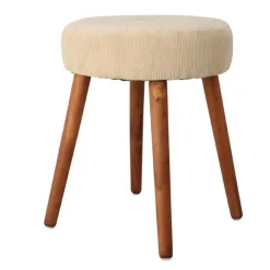 Krukjes-Home & Styling Bijzet krukje - creme wit - hout/stof - 45 cm