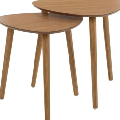 Bijzettafels-Home & Styling Bijzettafeltjes set 2x - lichtbruin - 41 en 45 cm
