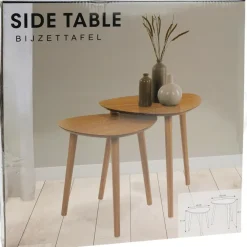 Bijzettafels-Home & Styling Bijzettafeltjes set 2x - lichtbruin - 41 en 45 cm