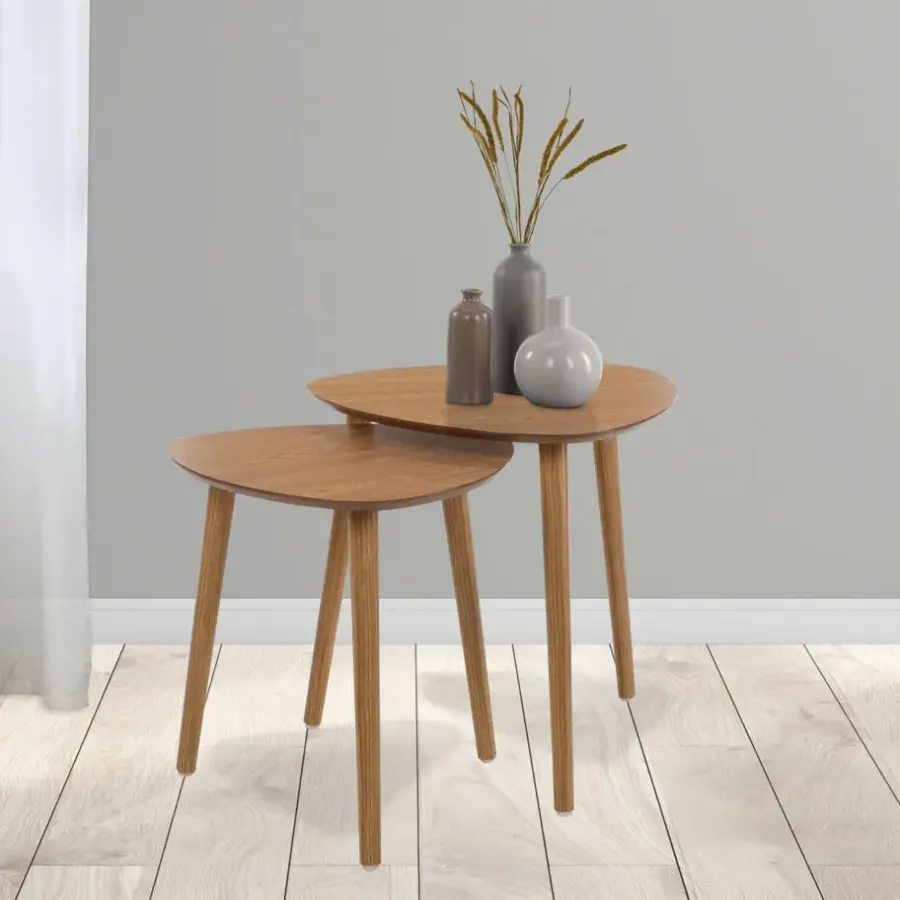 Bijzettafels-Home & Styling Bijzettafeltjes set 2x - lichtbruin - 41 en 45 cm