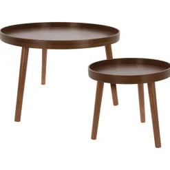 Home & Styling Bijzettafel set - 2-delig - bruin - MDF hout