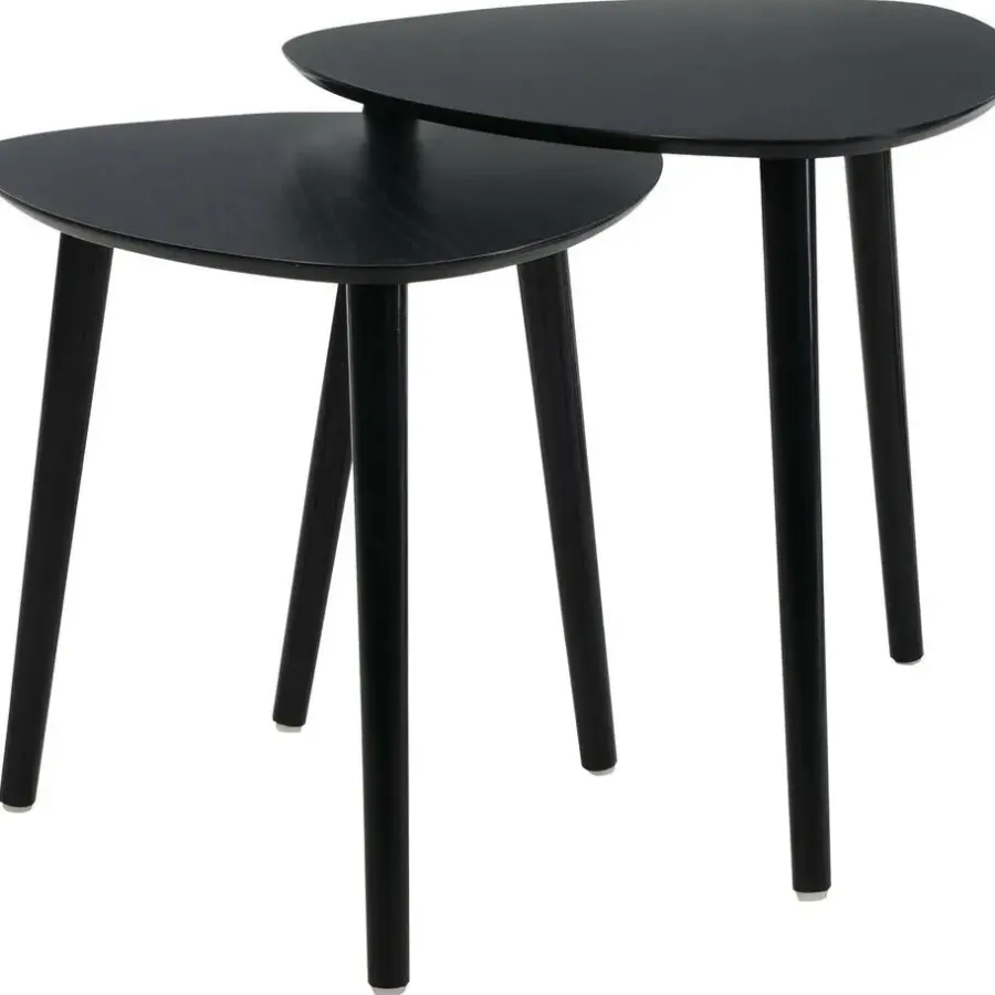 Bijzettafels-Home & Styling Bijzettafeltjes set 2x - zwart - 41 en 45 cm