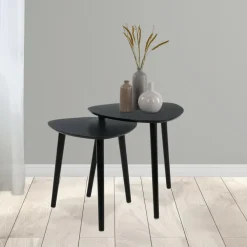 Bijzettafels-Home & Styling Bijzettafeltjes set 2x - zwart - 41 en 45 cm