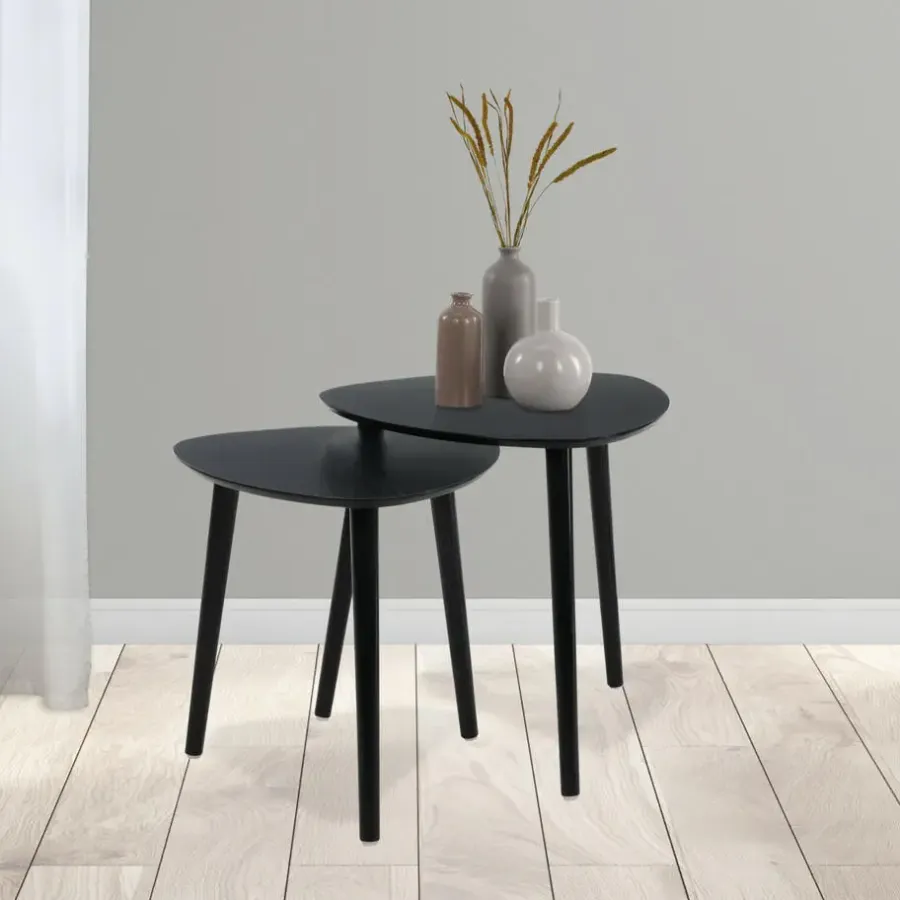 Bijzettafels-Home & Styling Bijzettafeltjes set 2x - zwart - 41 en 45 cm