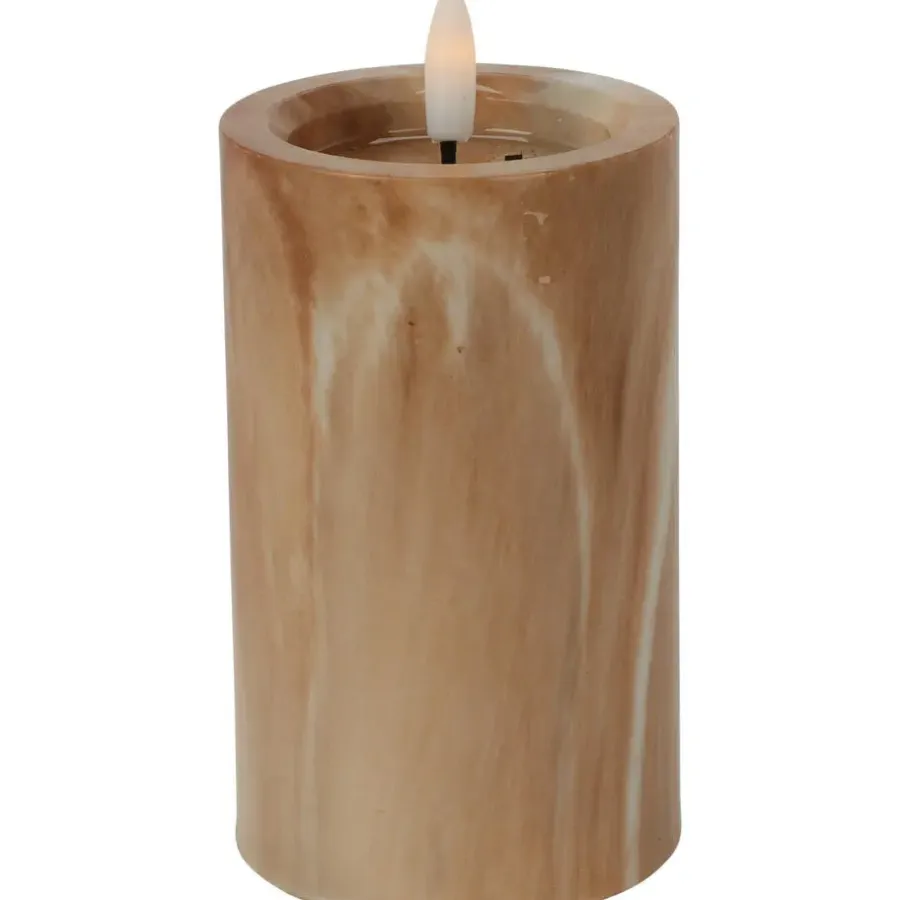 Kaarsen-Home & Styling LED kaars - marmer bruin -D7,5 x H12,5 cm