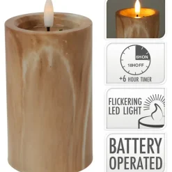 Kaarsen-Home & Styling LED kaars - marmer bruin -D7,5 x H12,5 cm