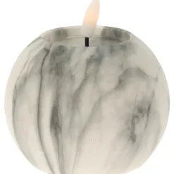 Kaarsen-Home & Styling luxe LED bolkaars -wit/grijs marmer -D10 x H7, cm