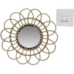 Home & Styling Ronde wandspiegel bohemian - bruin - bamboo- D45cm