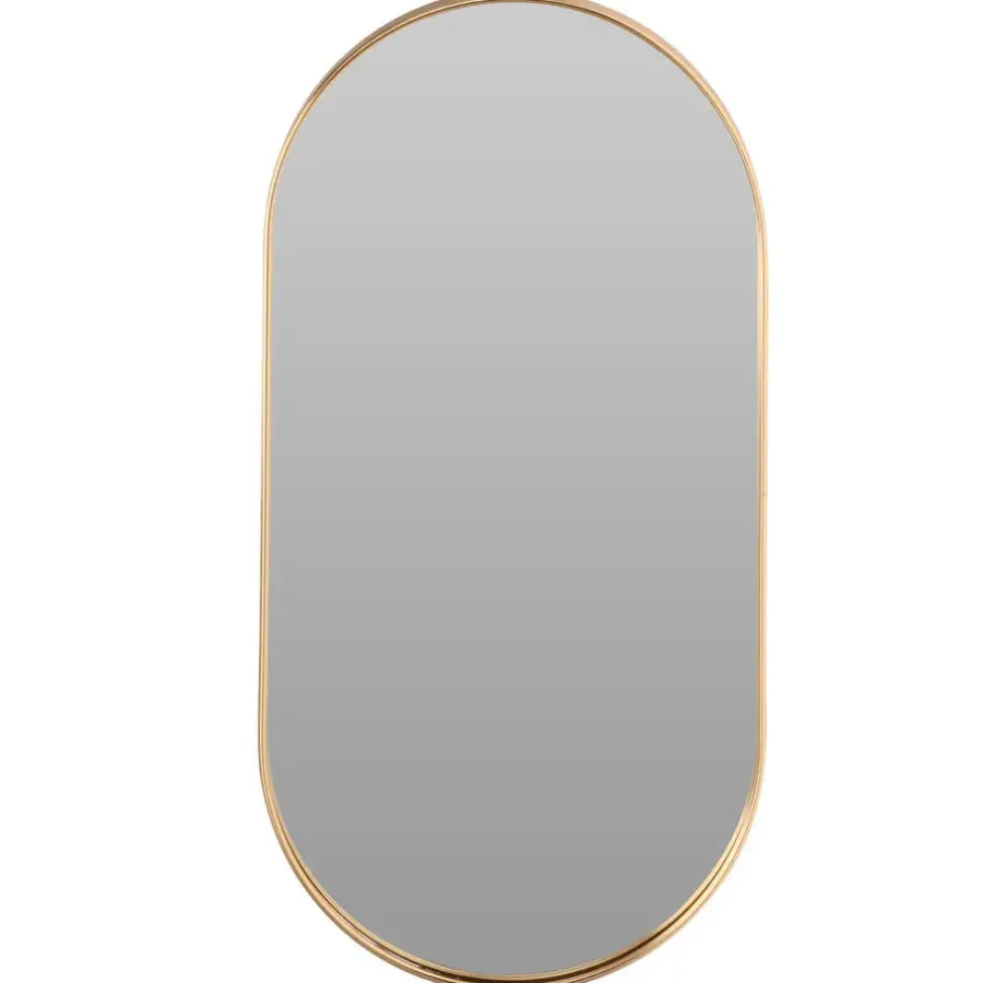 Home & Styling Wandspiegel - ovaal - metaal - goud - 50x25cm