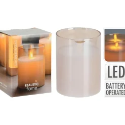 Home & Styling Home and Styling LED kaars - in glas - warm wit - D7,5 x H10 cm