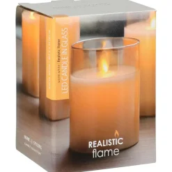 Home & Styling Home and Styling LED kaars - in glas - warm wit - D7,5 x H10 cm