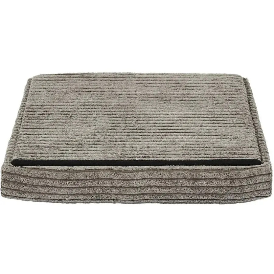 The Home Deco Factory Home Deco - Poefje - opbergbox - rib - zacht taupe - 38 x 38cm