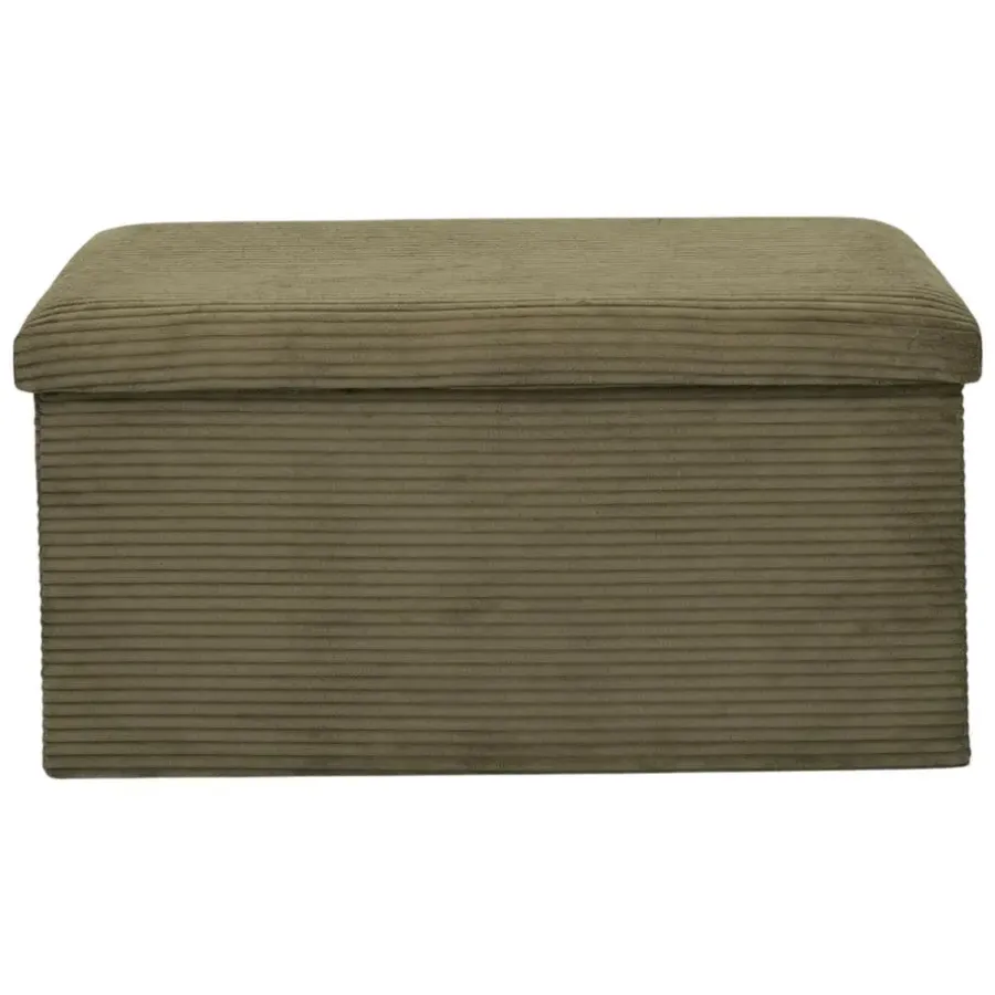 Leen Bakker Home Deco - Poefje - opbergbox - rib - groen - 38 x 38cm