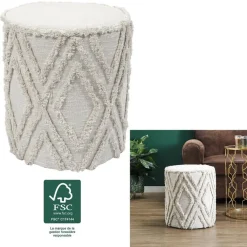 Poefen-The Home Deco Factory Home Deco Factory Bijzet poef Berber Mirage - MDF - 37 x 41 cm