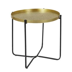 The Home Deco Factory Home Deco Factory Bijzettafel - goud met zwart - metaal - 45 cm