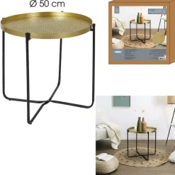 The Home Deco Factory Home Deco Factory Bijzettafel - goud met zwart - metaal - 45 cm