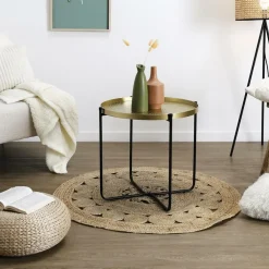 The Home Deco Factory Home Deco Factory Bijzettafel - goud met zwart - metaal - 45 cm