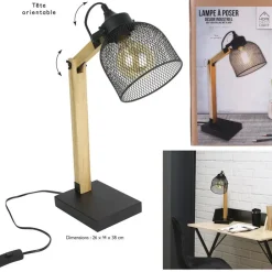 The Home Deco Factory Home deco factory bureaulamp - zwart - metaal en hout - tafellamp