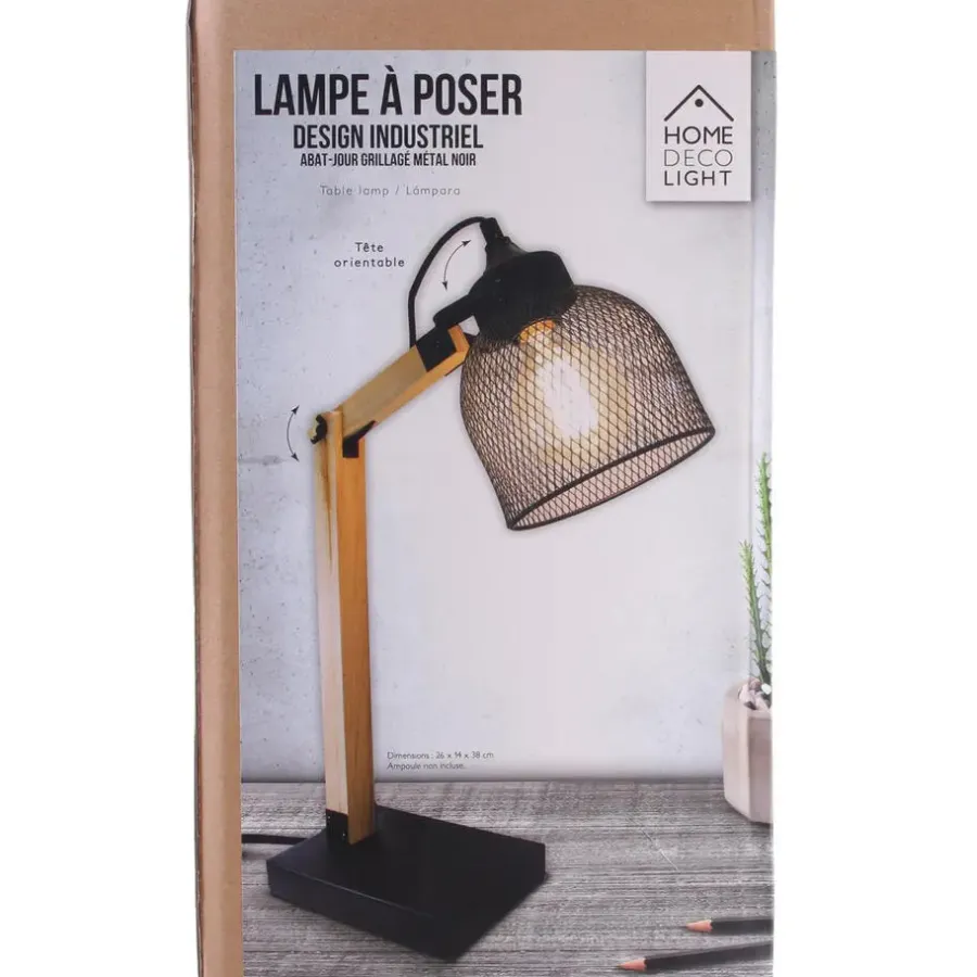 The Home Deco Factory Home deco factory bureaulamp - zwart - metaal en hout - tafellamp