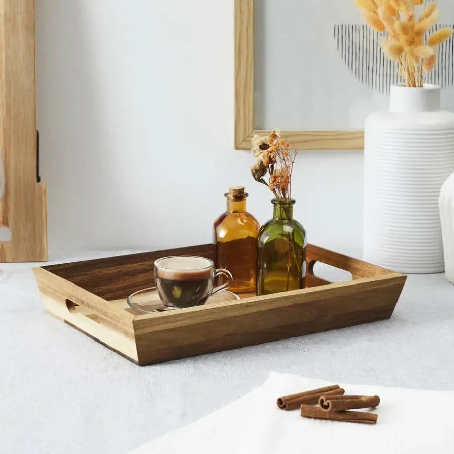 Dienbladen-The Home Deco Factory Home Deco Factory dienblad van Acacia - 32 x 23 x 5 cm - bruin