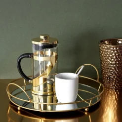 Dienbladen-The Home Deco Factory Home Deco Factory dienblad van spiegel glas - Rond - 34 x 4 cm