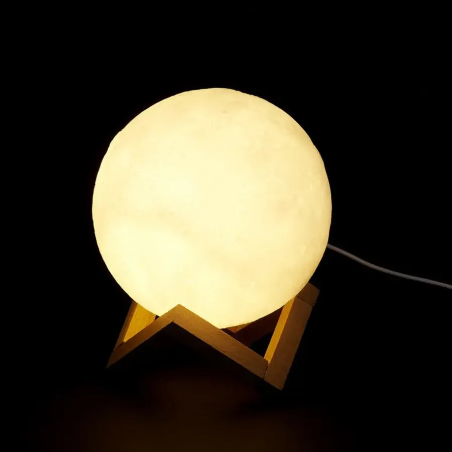Bureaulampen|Bureaulampen-The Home Deco Factory Home Deco Factory Maanlamp - met houder - 3D - touch - oplaadbaar