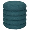 The Home Deco Factory Home Deco Factory Poef/krukje - boucle - petrol - D37 x H44 cm