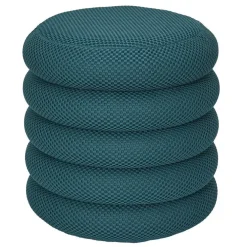 The Home Deco Factory Home Deco Factory Poef/krukje - boucle - petrol - D37 x H44 cm