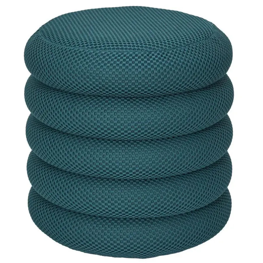 The Home Deco Factory Home Deco Factory Poef/krukje - boucle - petrol - D37 x H44 cm