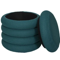 The Home Deco Factory Home Deco Factory Poef/krukje - boucle - petrol - D37 x H44 cm