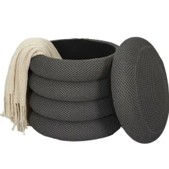 Poefen-The Home Deco Factory Home Deco Factory Poef/krukje - boucle - grijs - D37 x H44 cm