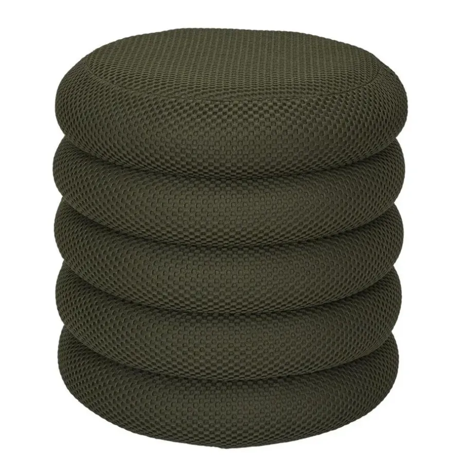Poefen-The Home Deco Factory Home Deco Factory Poef/krukje - boucle - groen - D37 x H44 cm