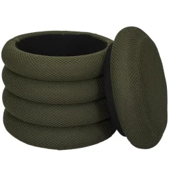 Poefen-The Home Deco Factory Home Deco Factory Poef/krukje - boucle - groen - D37 x H44 cm